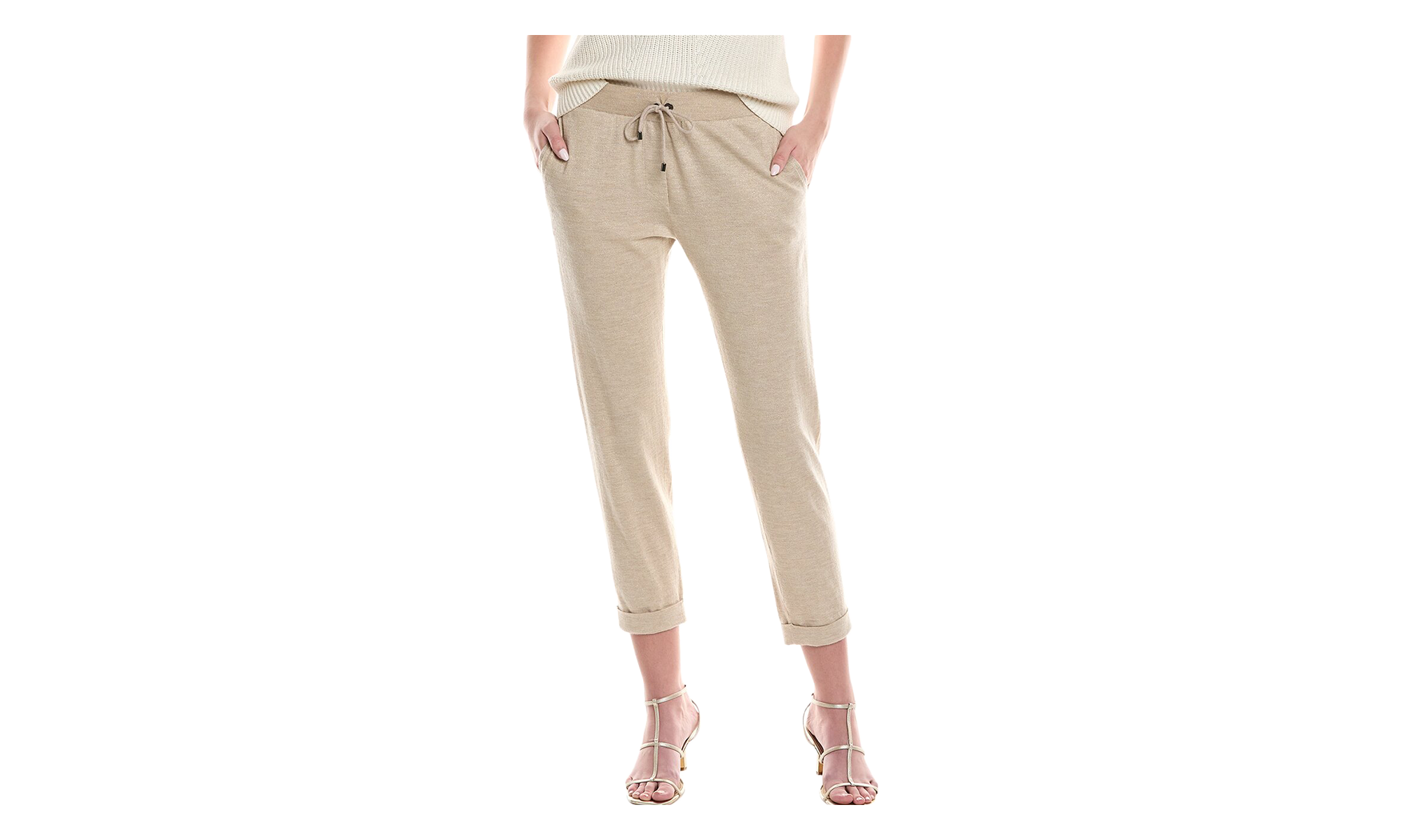 Cropped Drawstring Trousers WMNS "Beige" BRUN249