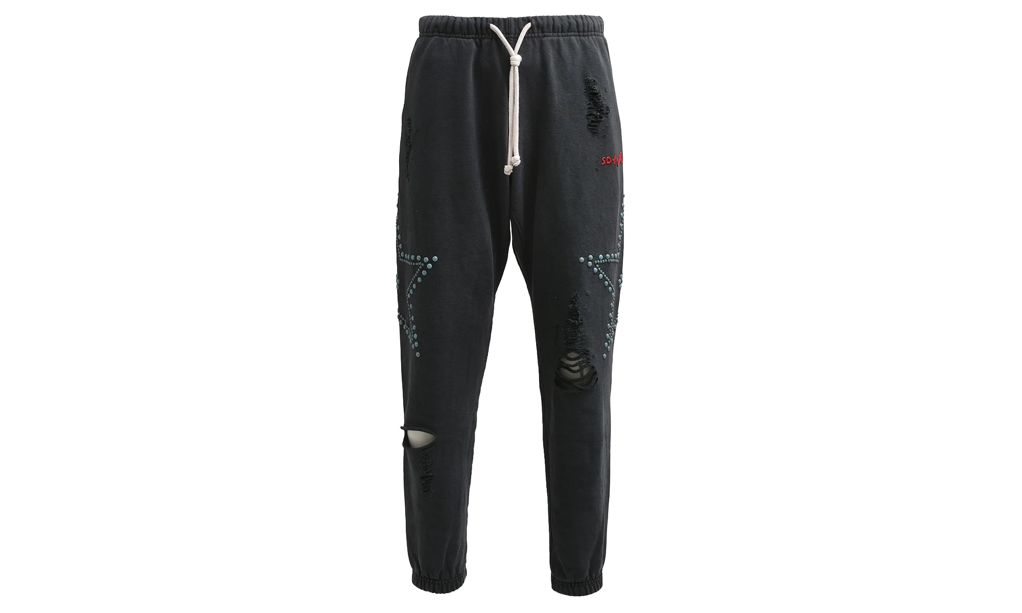 Distressed Star Studded Sweatpants "Black Multi" SAT070