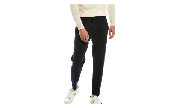 Drawstring Tailored Trousers "Navy" BRUN437