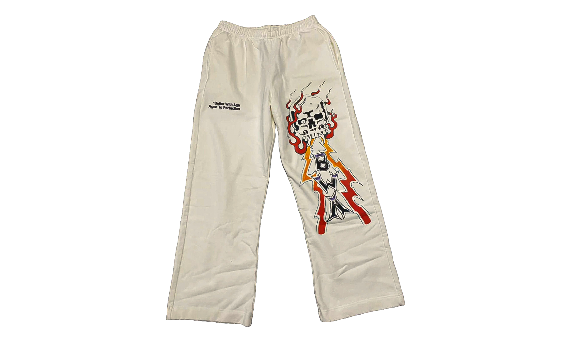Lightning Skull Sweatpants "White" BWA279