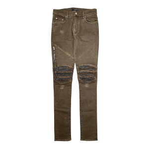 MX2 Leather Patchwork Jeans "Olive Green" AMX229