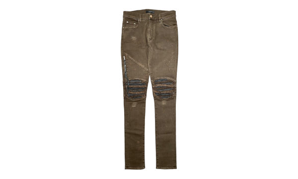MX2 Leather Patchwork Jeans "Olive Green" AMX229