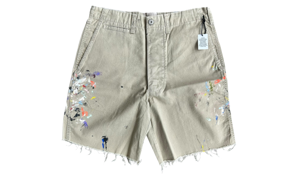 Paint Splatter Workshop Shorts "Beige" GD401