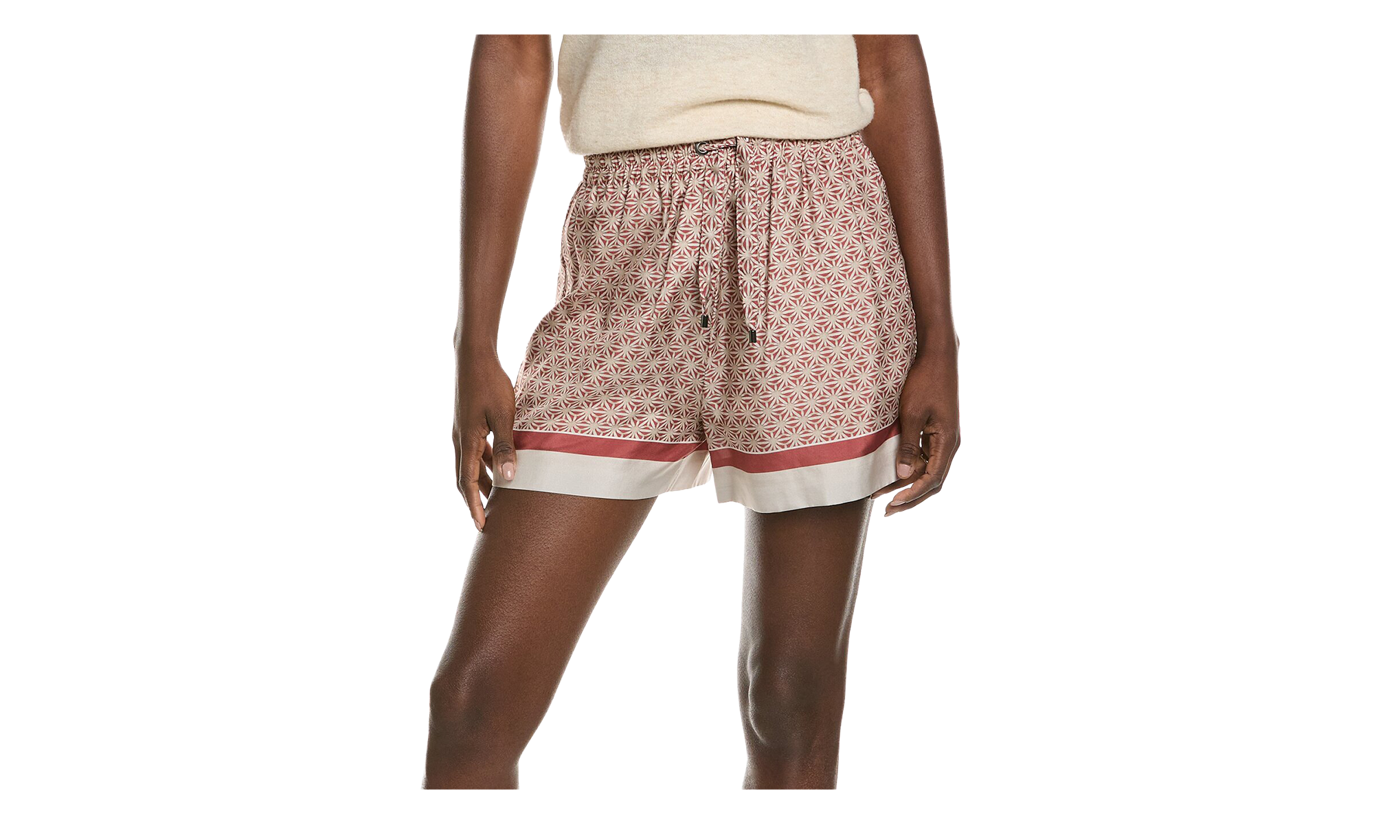 Silk Patterned Shorts WMNS "Red Beige" BRUN453