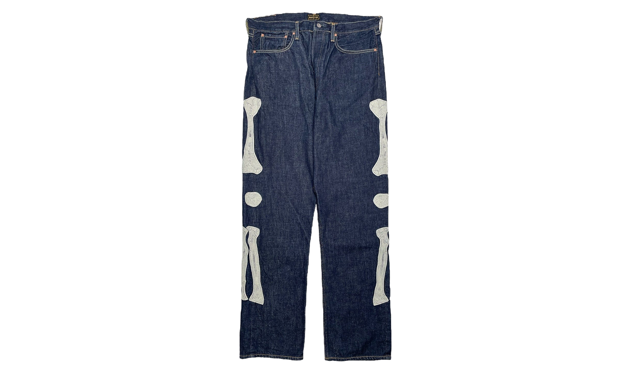 Skeleton Bones Jeans "Raw Indigo / White" KAP063