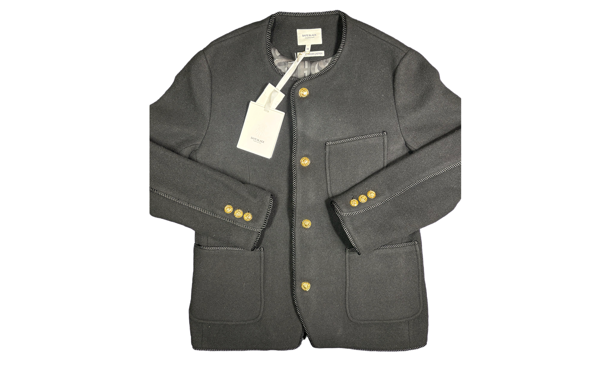 Bape Collarless Wool Chinese Jacket "Black" BAPE066