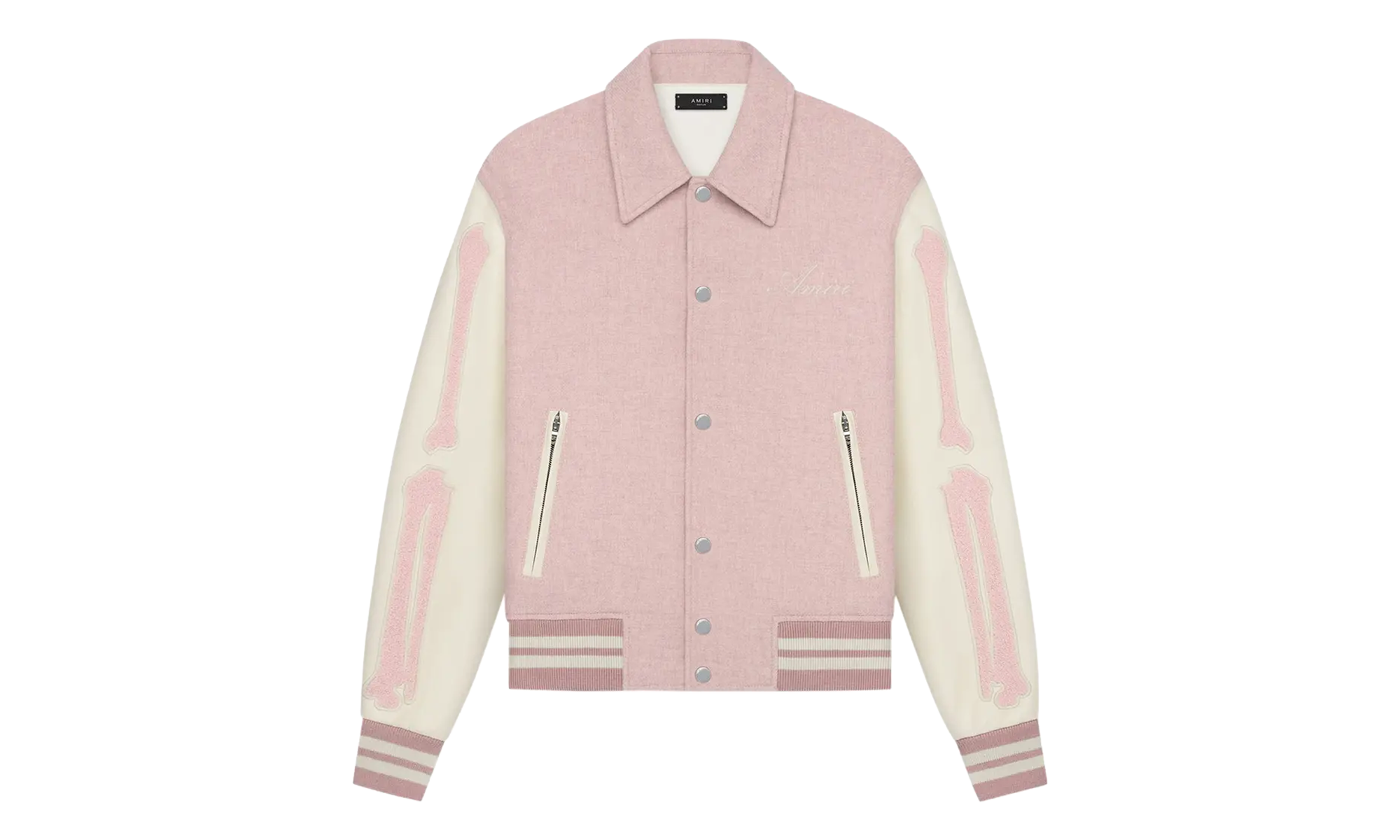 Bones Varsity Jacket "Pink / White" AM0UVY1002 HEAT