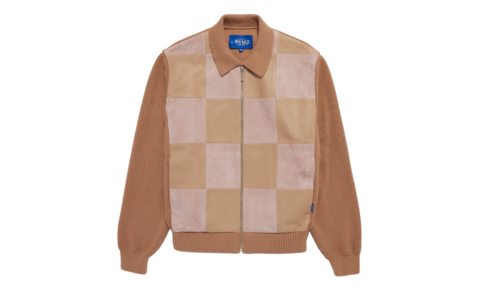 Checkerboard Front Zip Bomber Jacket "Brown" AWK SP24 KN003 BRN