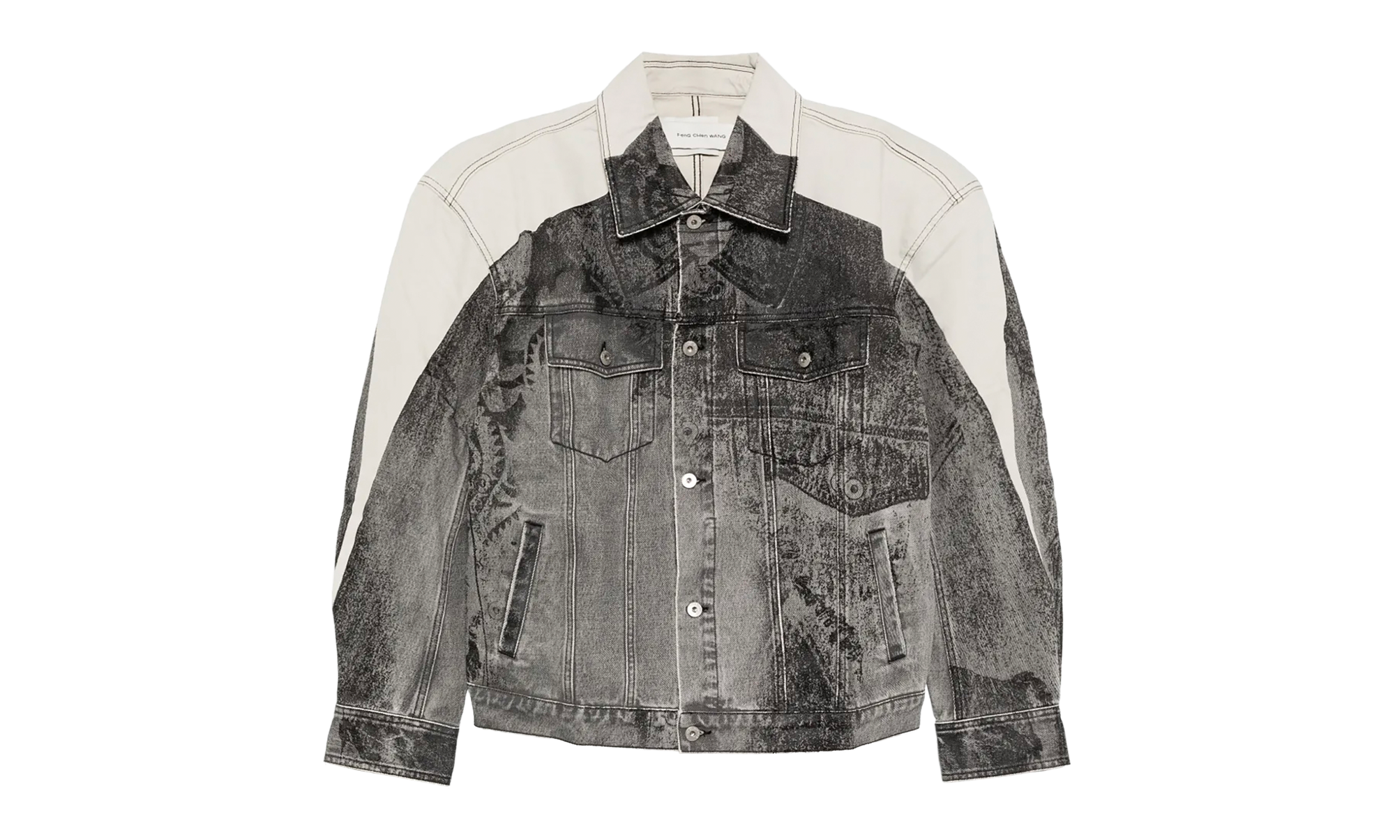 Denim Deconstructed Printed Oversized Jacket "Grey" FUF18JK06