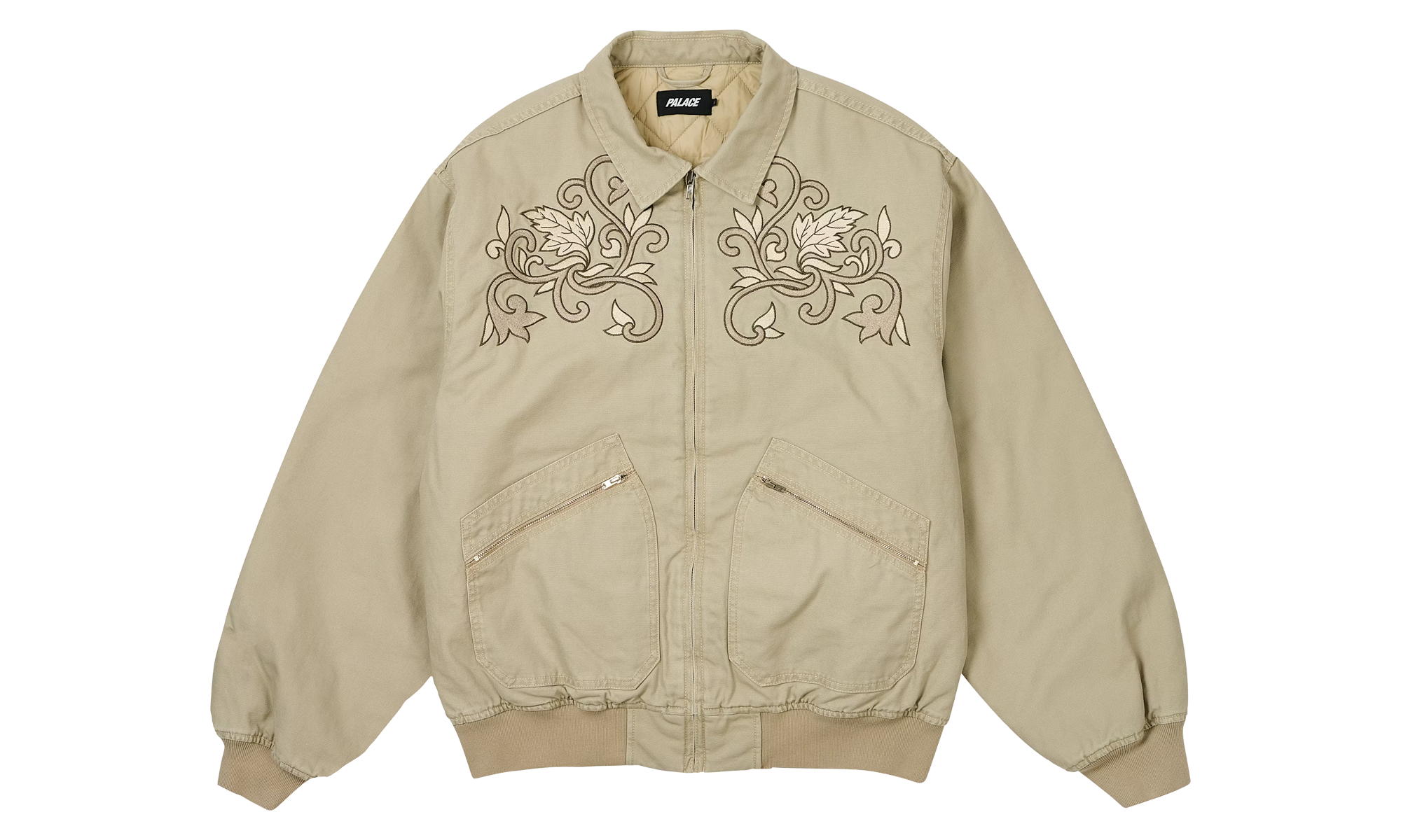 Floral Canvas Bomber Jacket "Biege" p0169