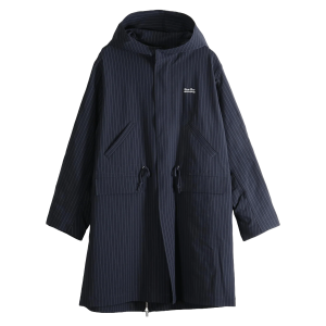 Hooded Drawstring Long Coat "Navy" UP2F4301