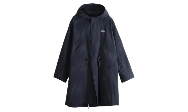 Hooded Drawstring Long Coat "Navy" UP2F4301