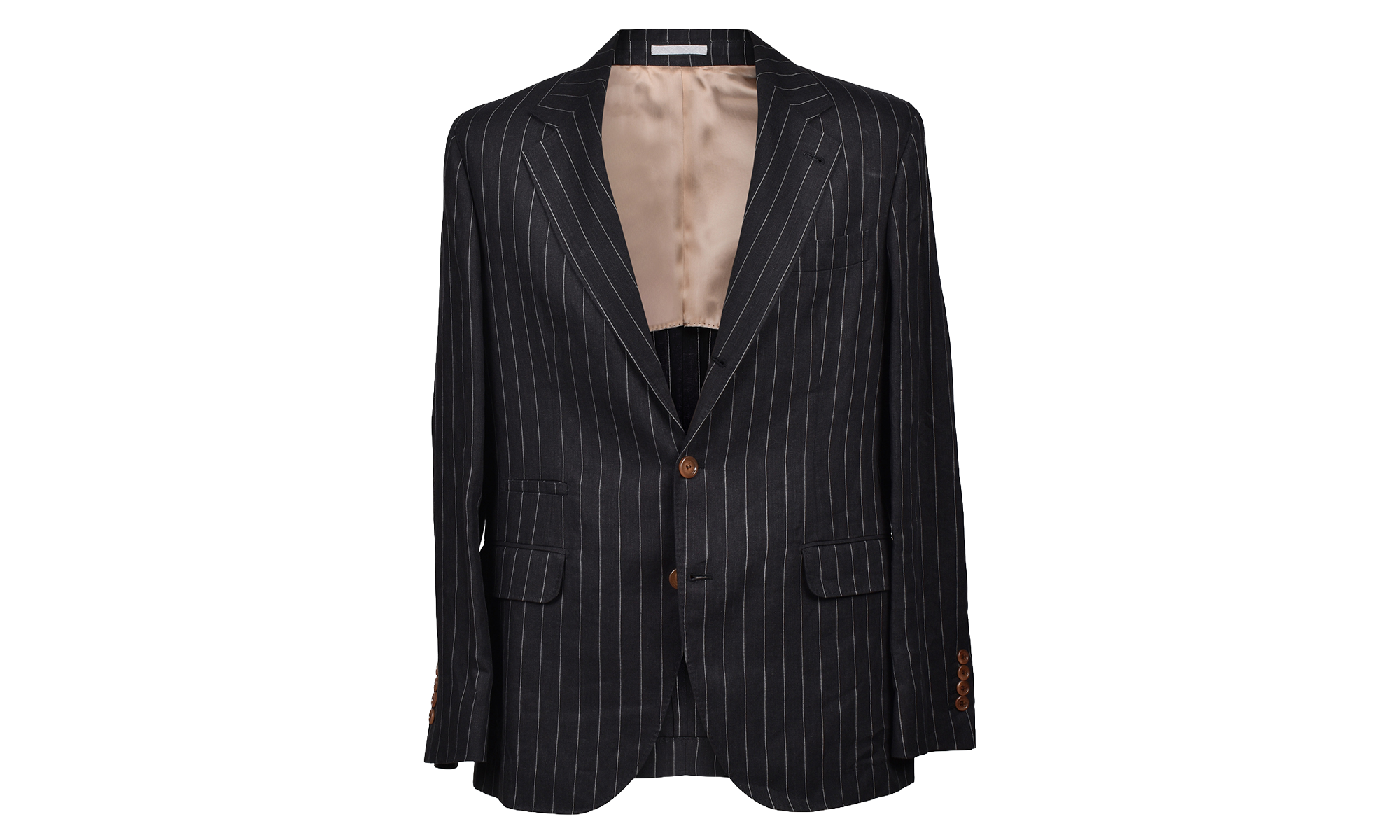 Linen Striped Suit Jacket "Black" BRUN582