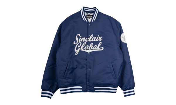 Script Logo Satin Varsity Jacket "Blue / White" SMT188 1