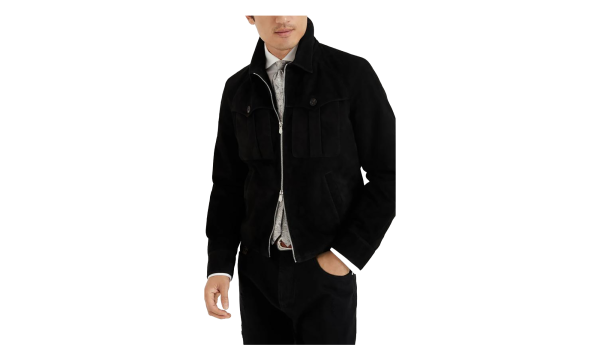 Suede Trucker Jacket "Black" BRUN1038