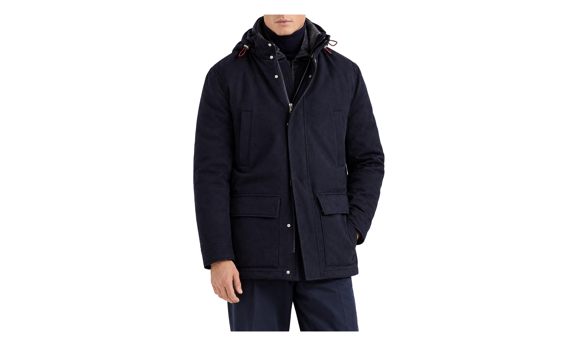 Wool Hooded Jacket "Navy" BRUN2351
