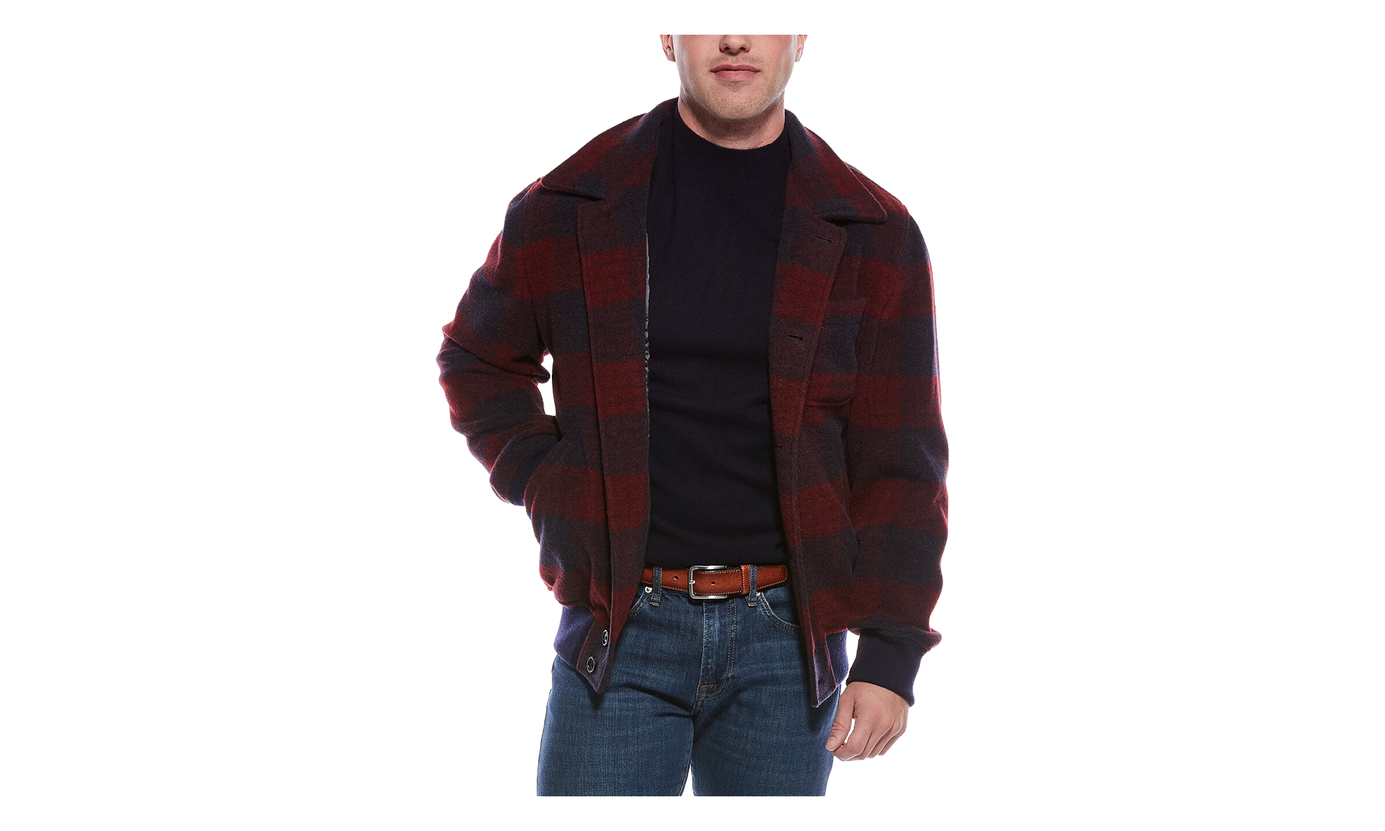 Wool Jacket "Bordeaux / Blue" BRUN2254