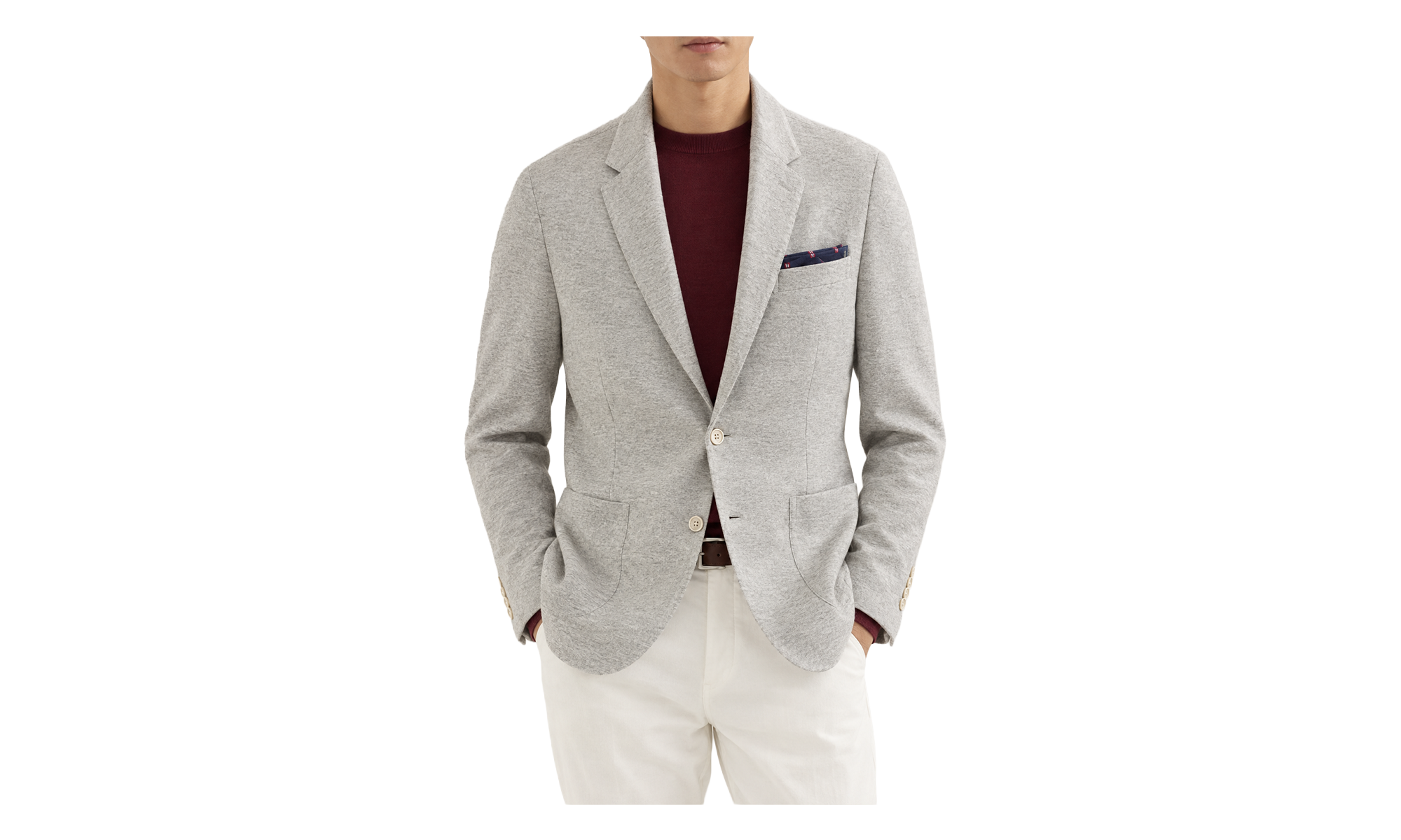 Wool Knit Jacket "Pearl Grey" BRUN2376