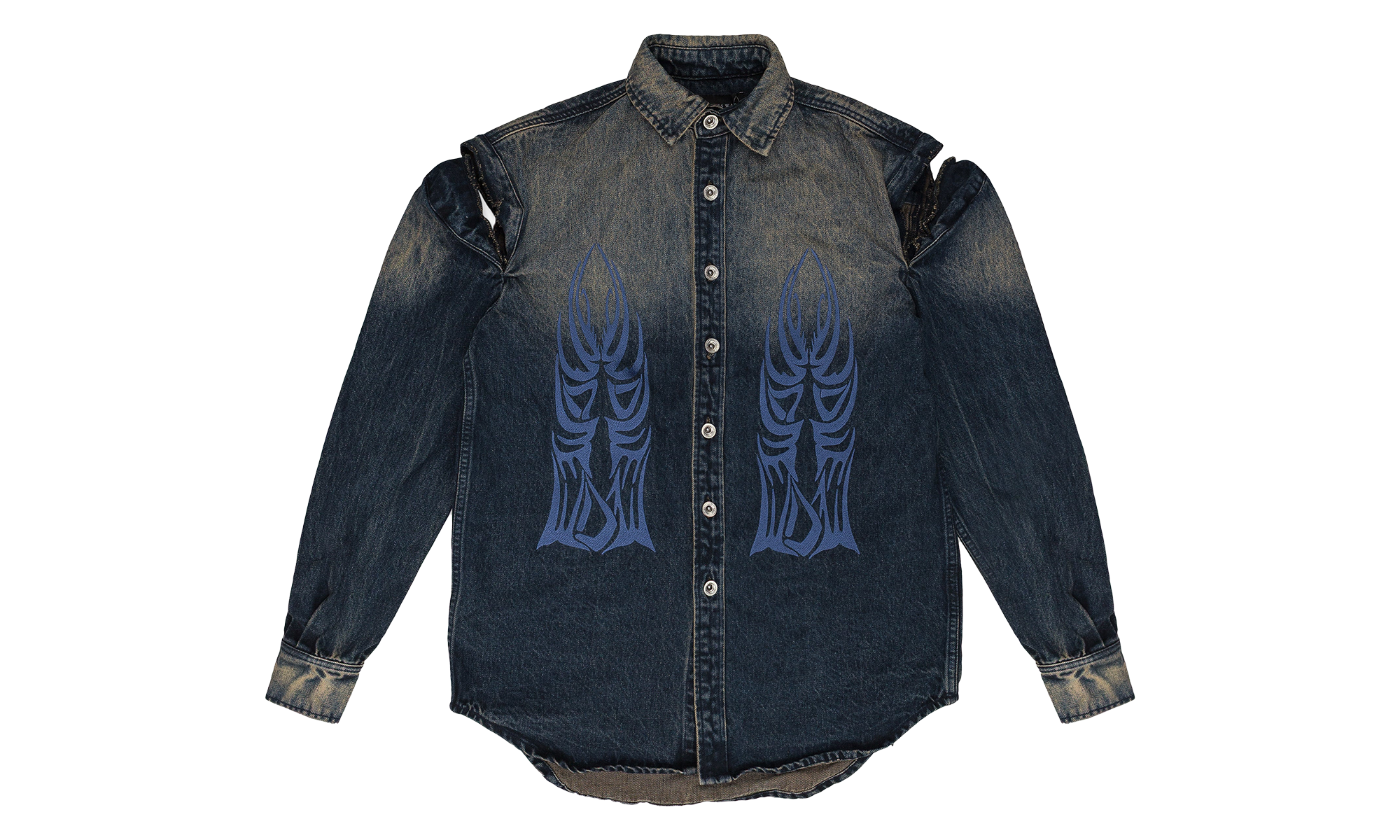 Gradient Winged Logo Button-Down Shirt "Indigo" 1110240010SS24
