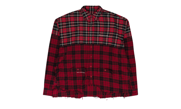 UPSIDE-DOWN CHECKED BUTTON-DOWN SHIRT "Red" PGR XTPS 0001