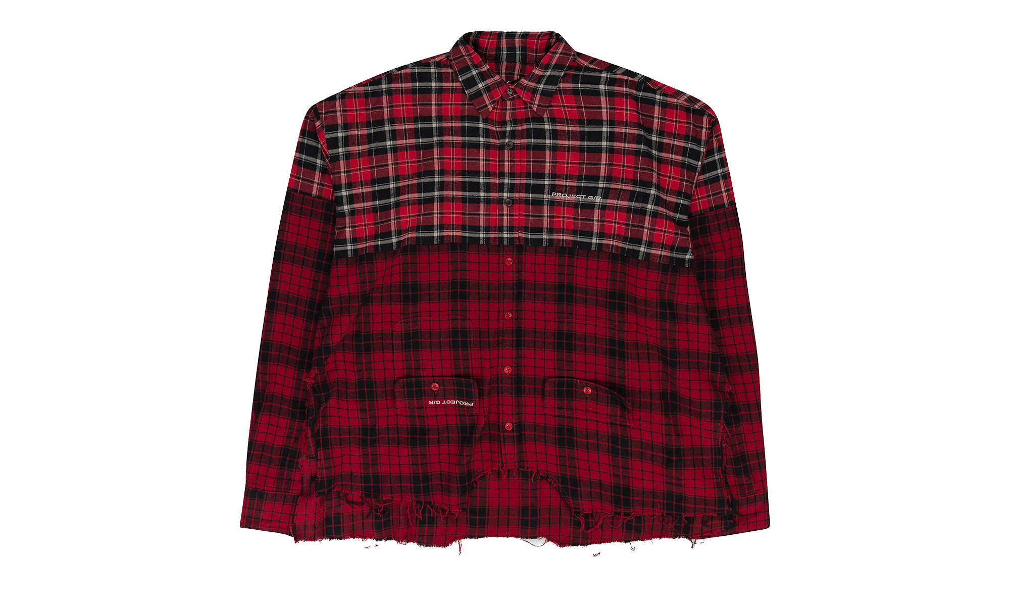 UPSIDE-DOWN CHECKED BUTTON-DOWN SHIRT "Red" PGR XTPS 0001