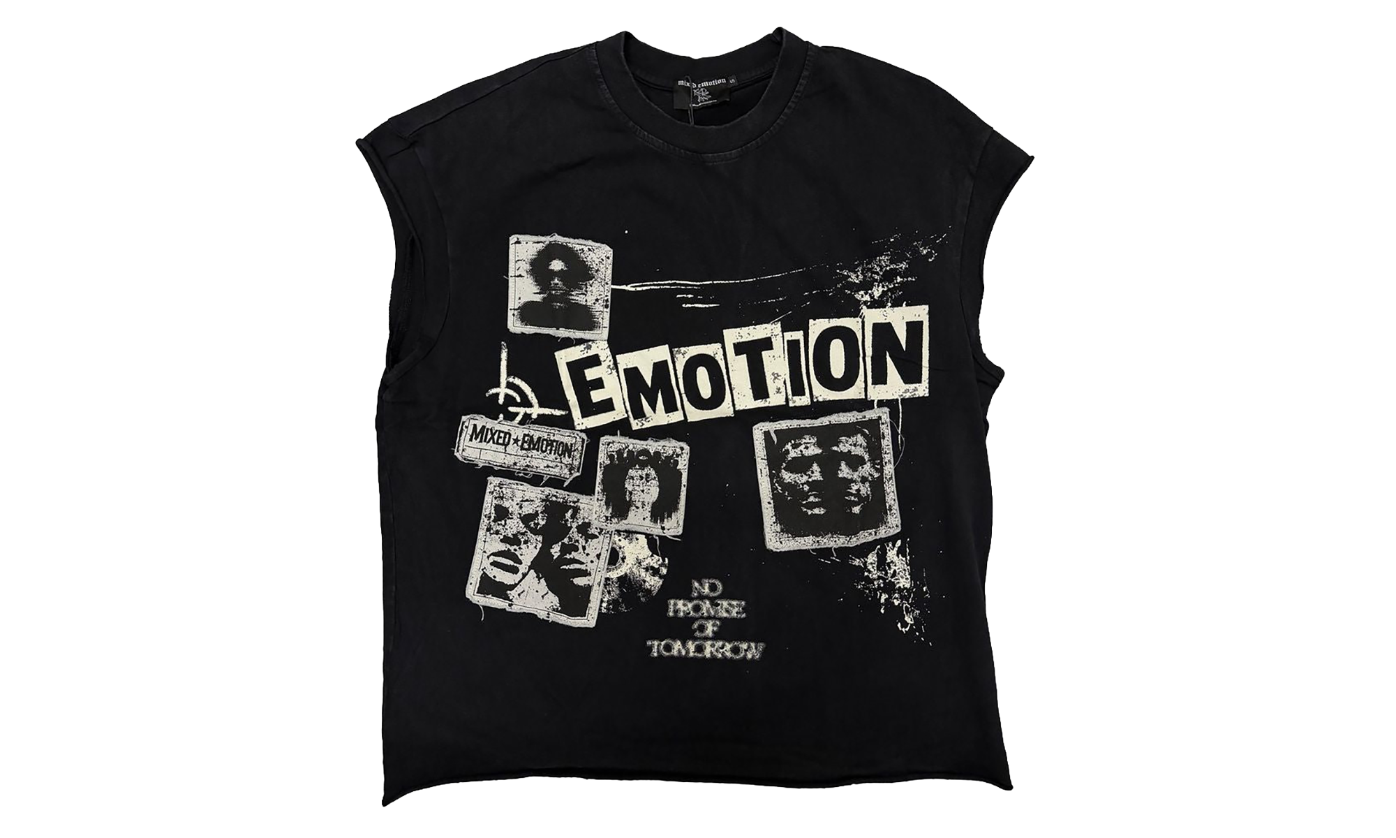Newspaper Sleeveless Tee "Black" MIXE060