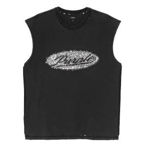 Sequin Script Sleeveless Tee "Black" P103 TBDS226