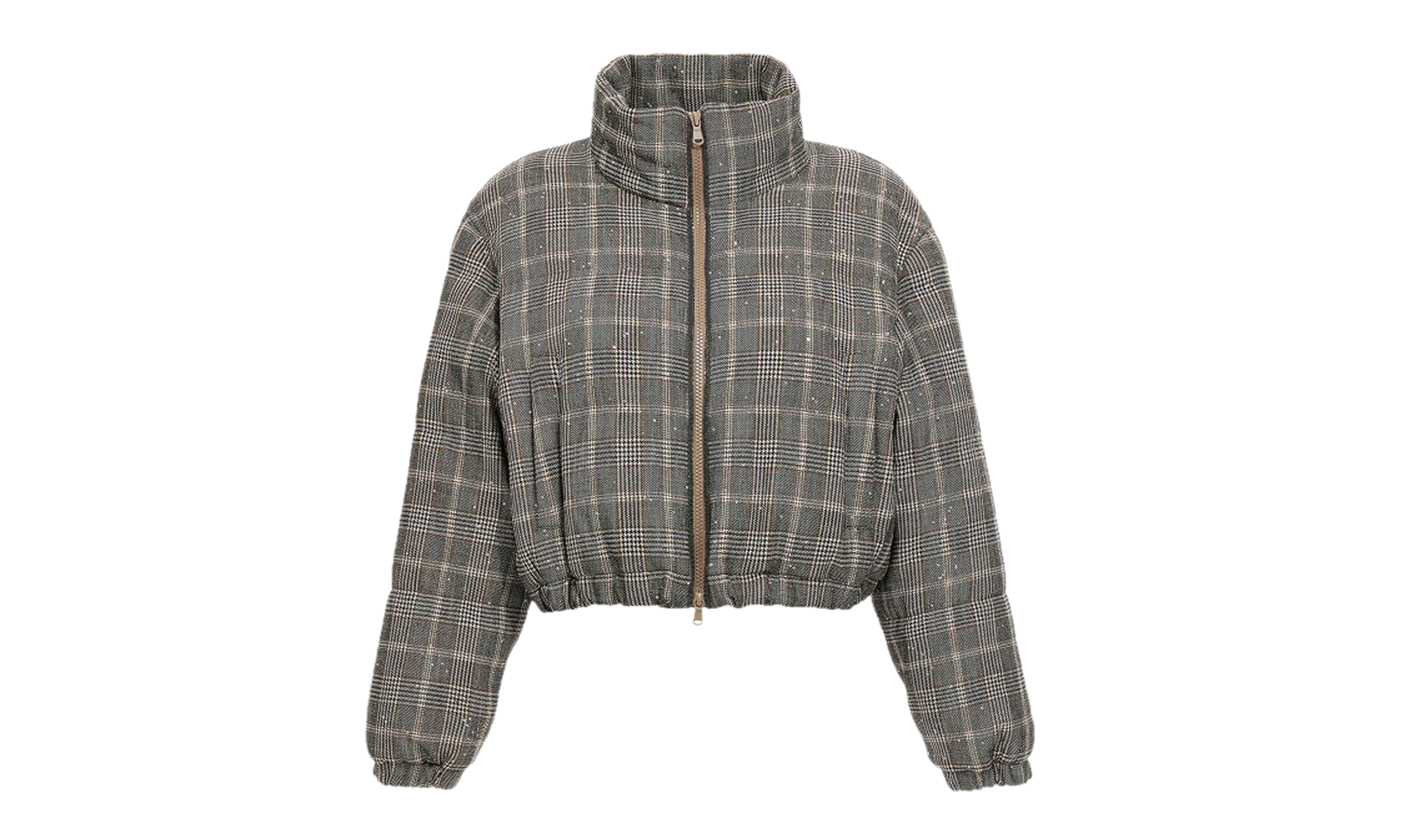 Checked Wool Blend Jacket WMNS "Beige Black" BRUN2768