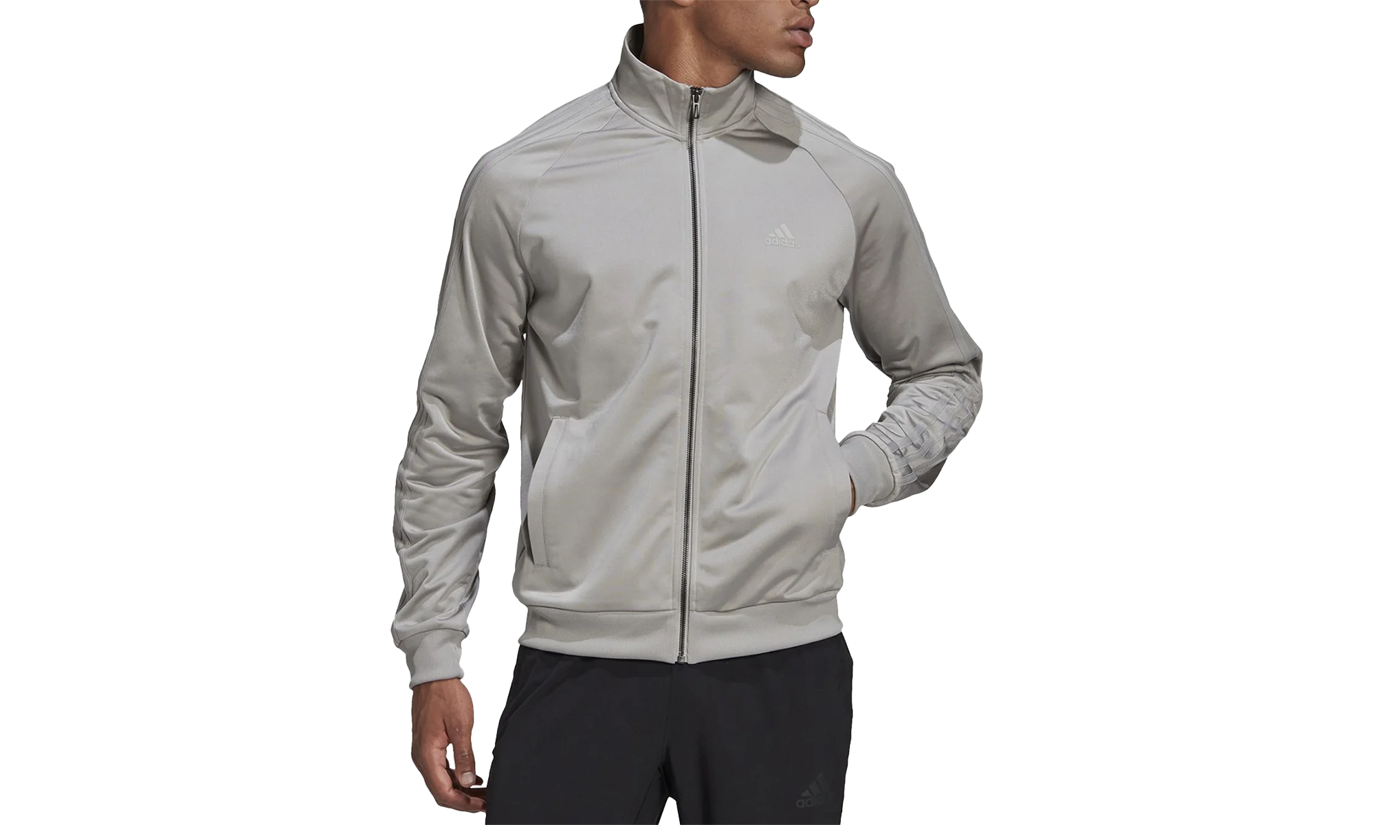 Essentials 3-Stripe Tricot Tracktop "Medium Solid Grey" GF8198